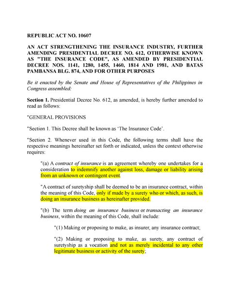 insurable in tagalog|REPUBLIC ACT NO. 10607 AN ACT STRENGTHENING THE INSURANC.